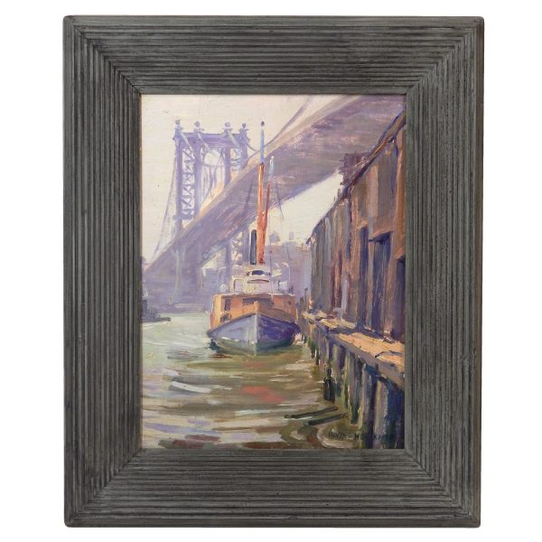 Boat Under a City Bridge