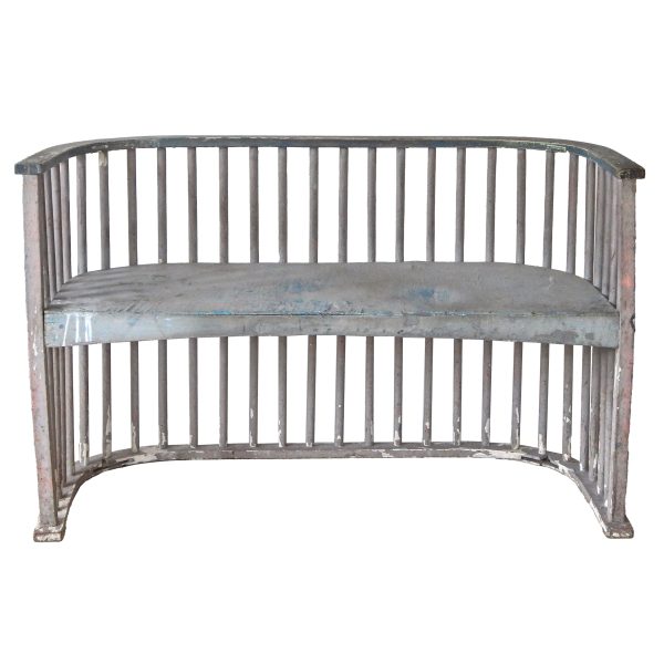 Curved Wood Settee Bench