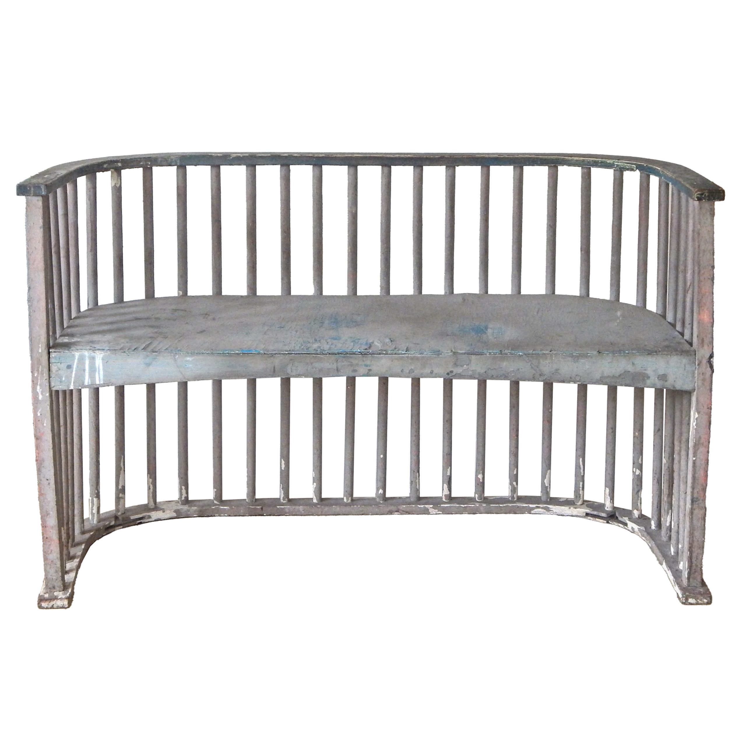 Curved Wood Settee Bench