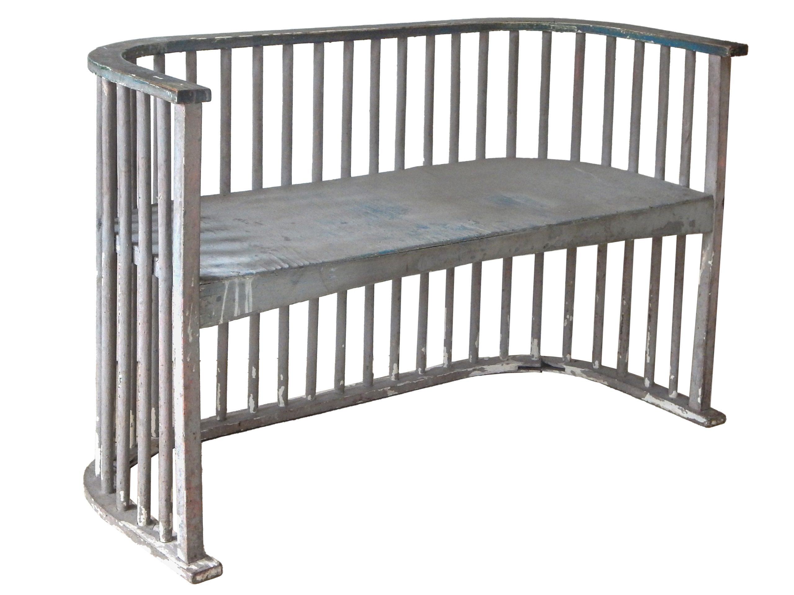 Curved Wood Settee Bench  - Image 3