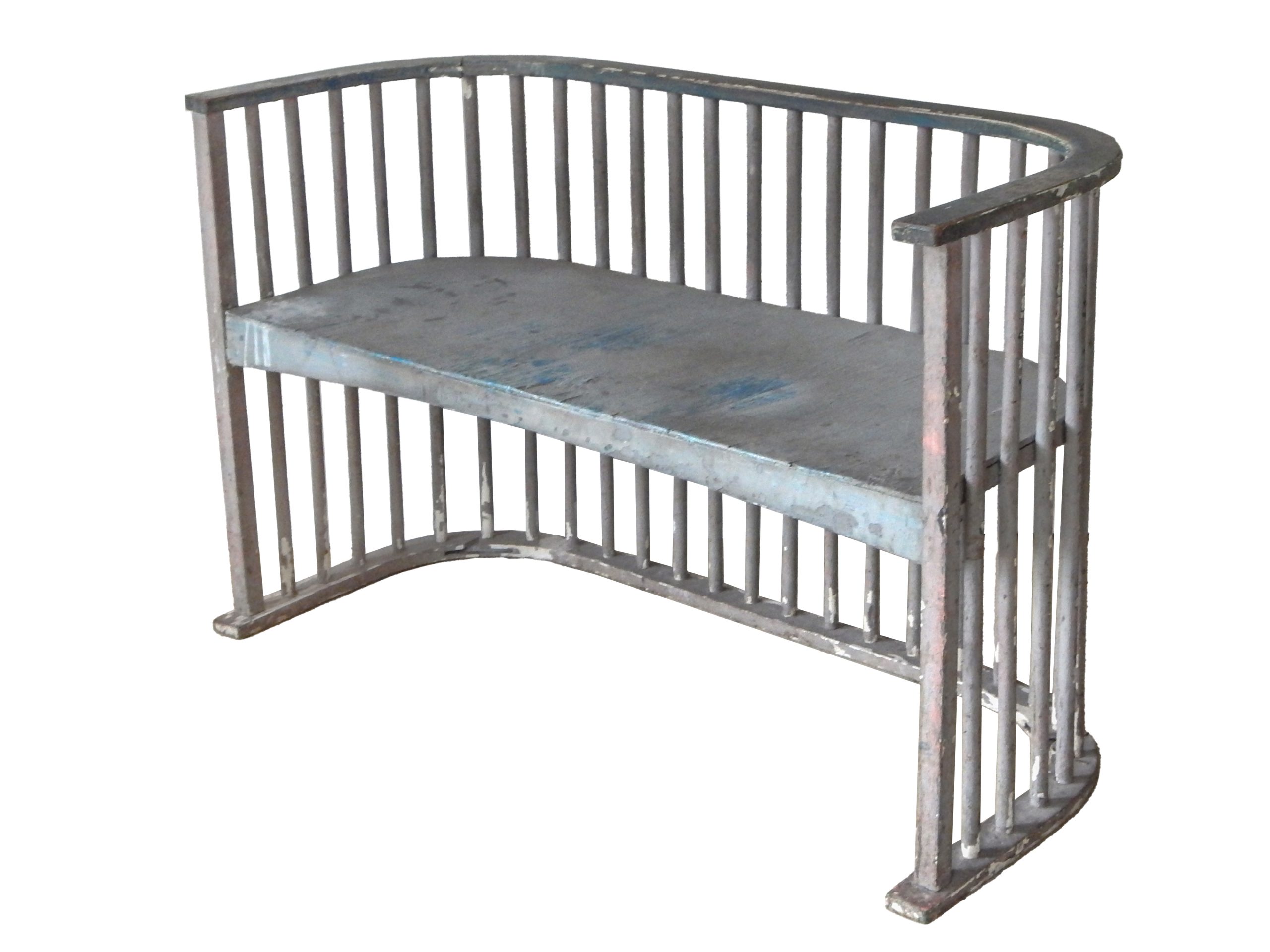 Curved Wood Settee Bench  - Image 7