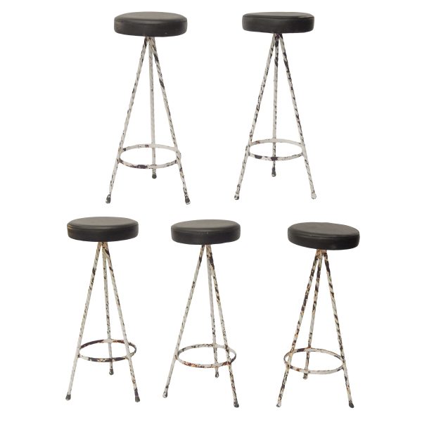 Set of Five Painted Iron Bar Stools