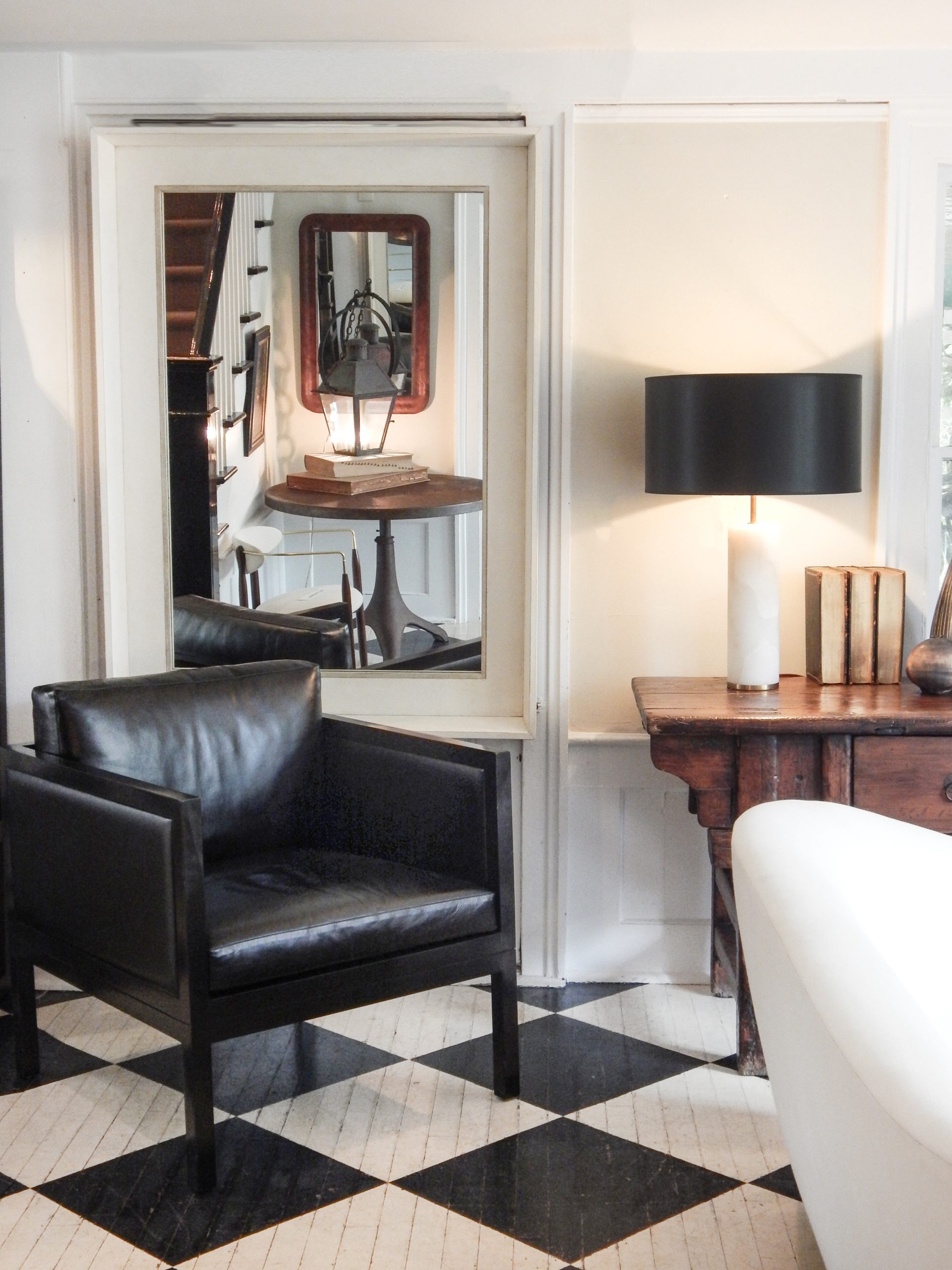 Set Back Mirror In Light Putty Finish - Image 2