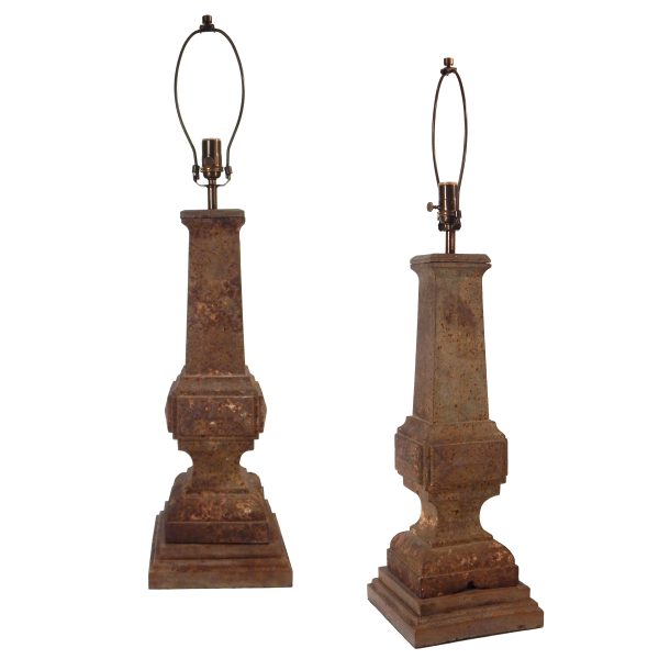 Pair of Metal Lamps with Fabulous Patina