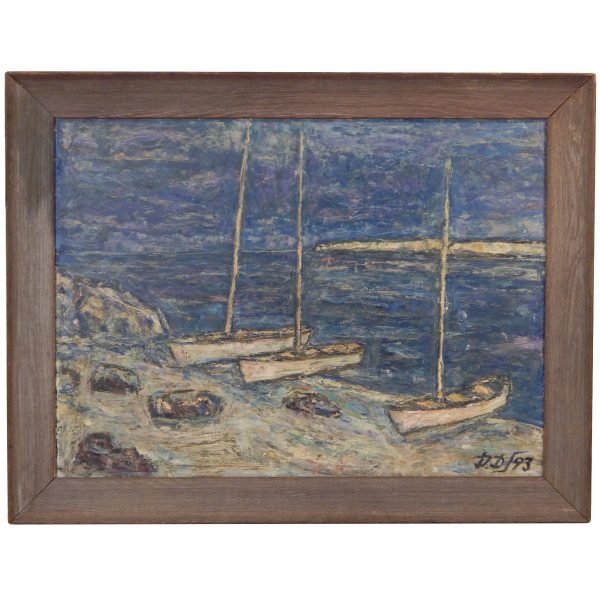 Impressionist Seascape with Boats