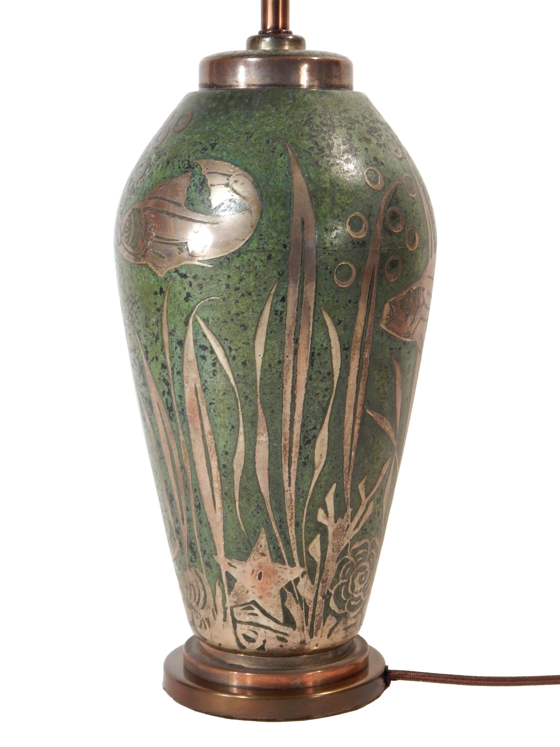 Dinanderie Lamp with Silver Overlay - Image 11