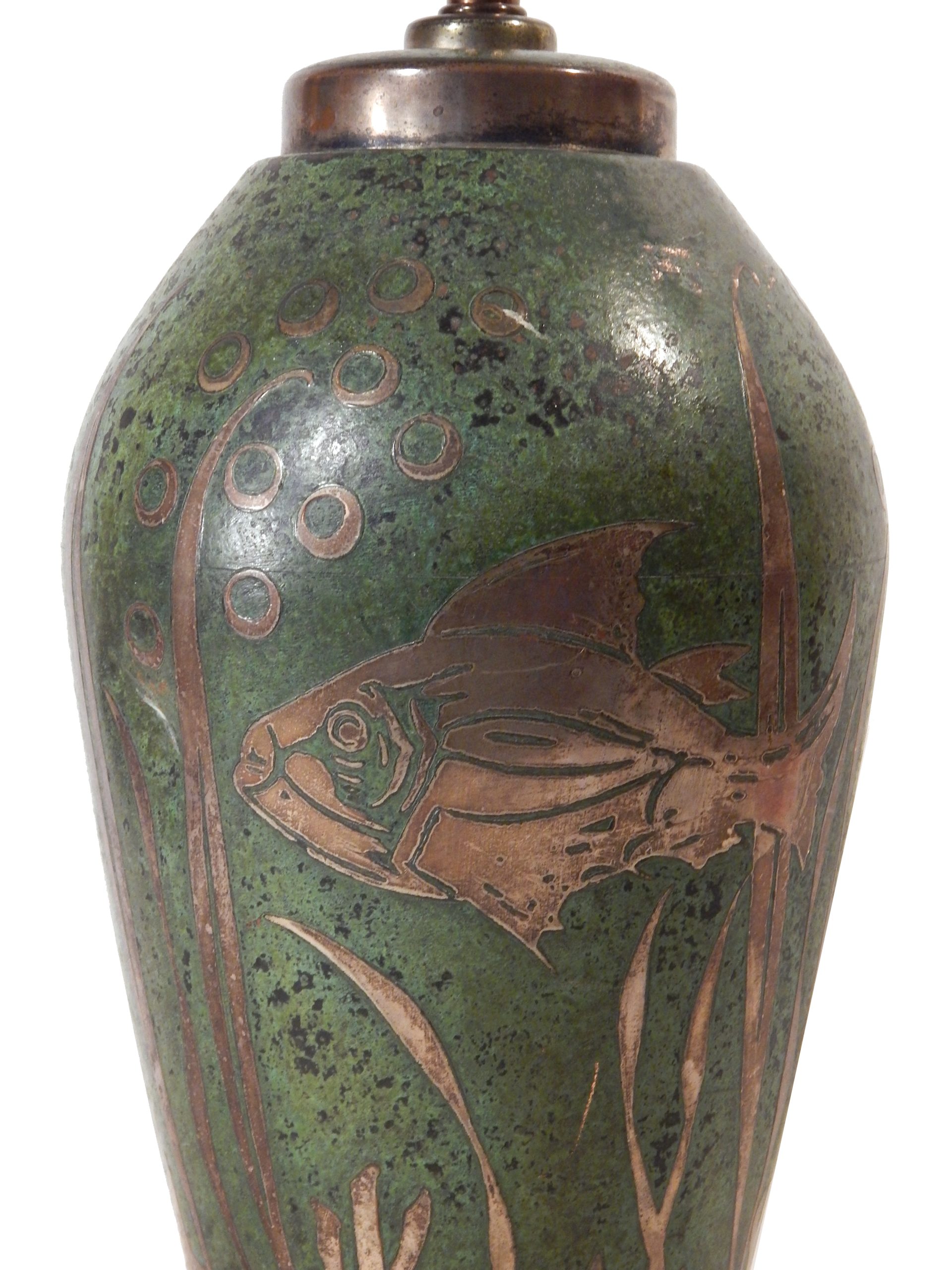 Dinanderie Lamp with Silver Overlay - Image 12