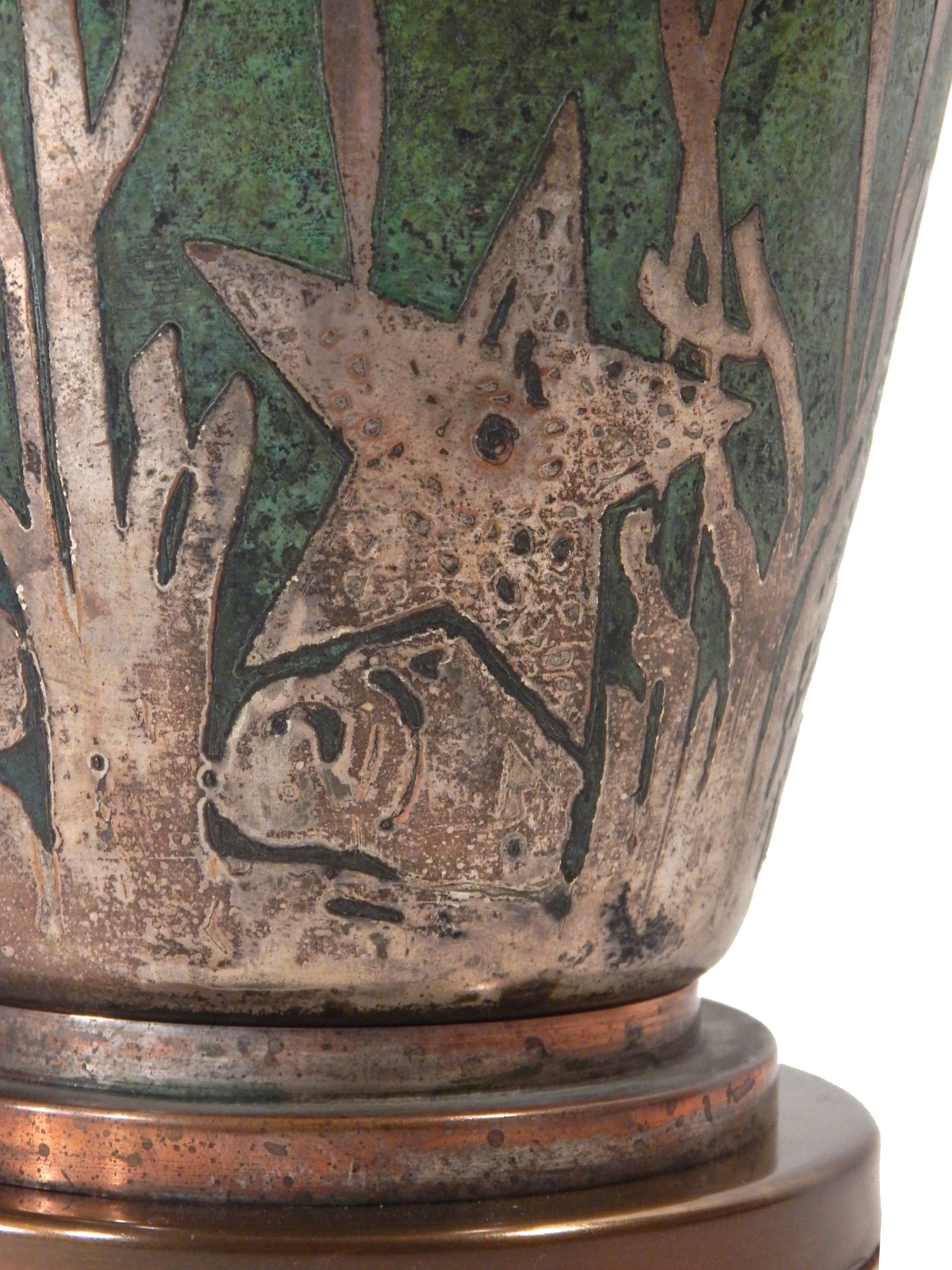 Dinanderie Lamp with Silver Overlay - Image 13