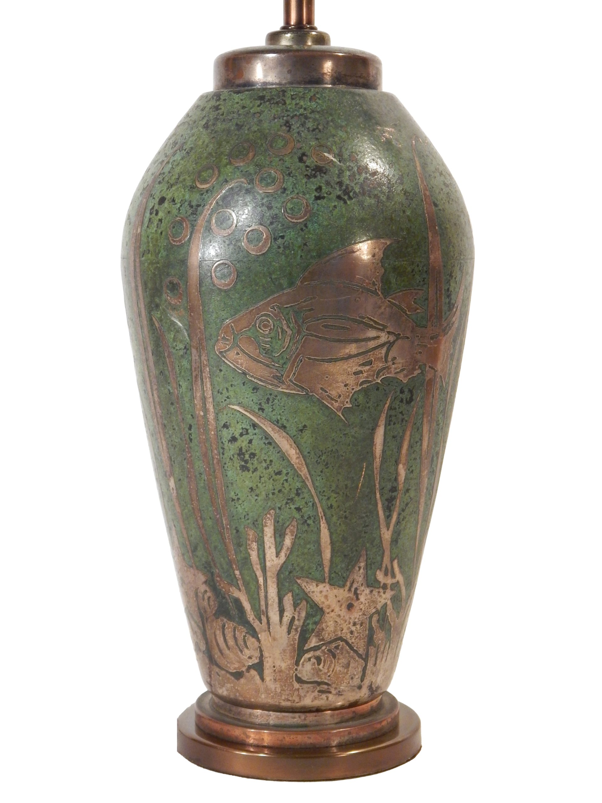 Dinanderie Lamp with Silver Overlay - Image 9