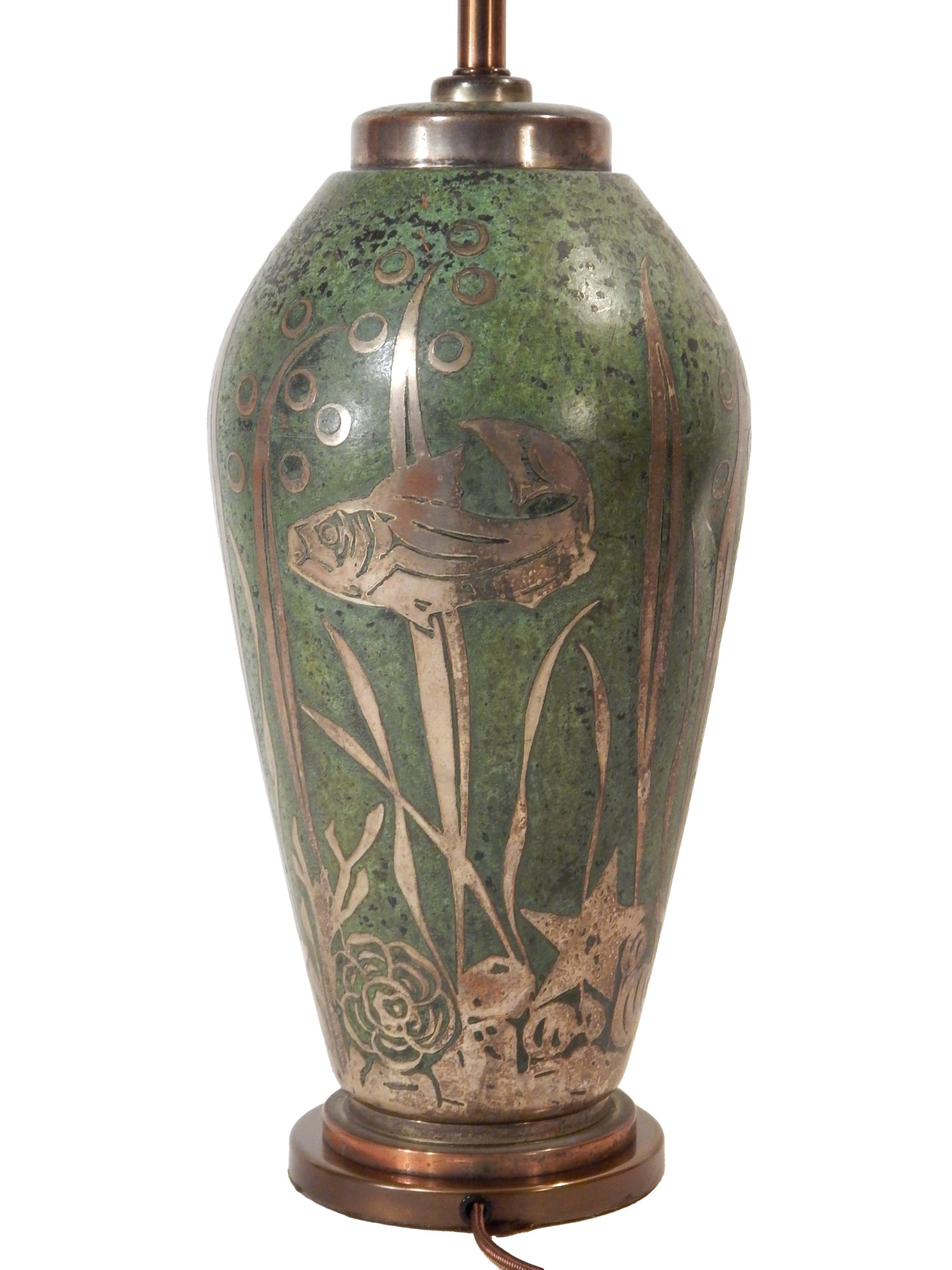 Dinanderie Lamp with Silver Overlay - Image 10