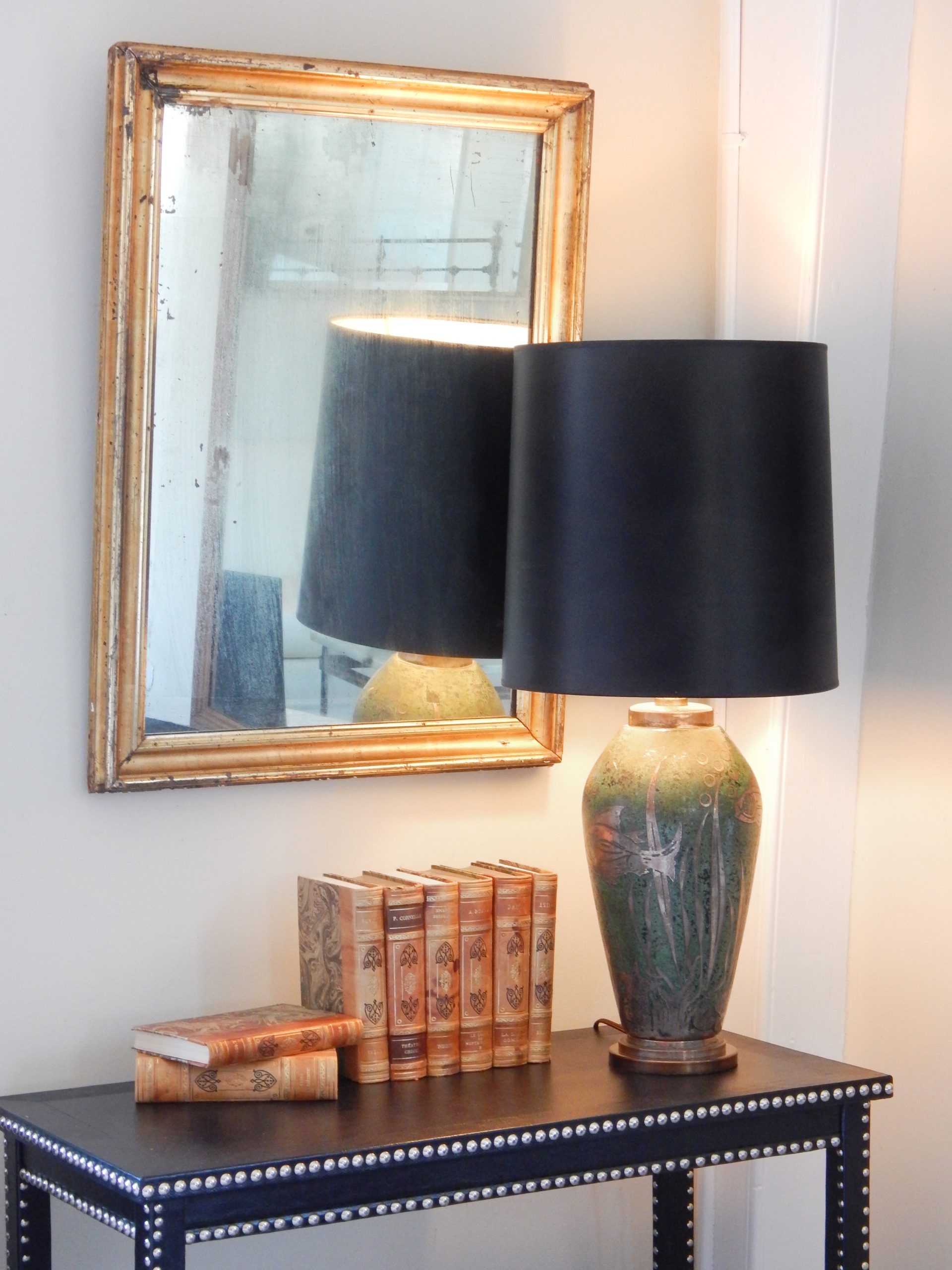 Dinanderie Lamp with Silver Overlay - Image 2