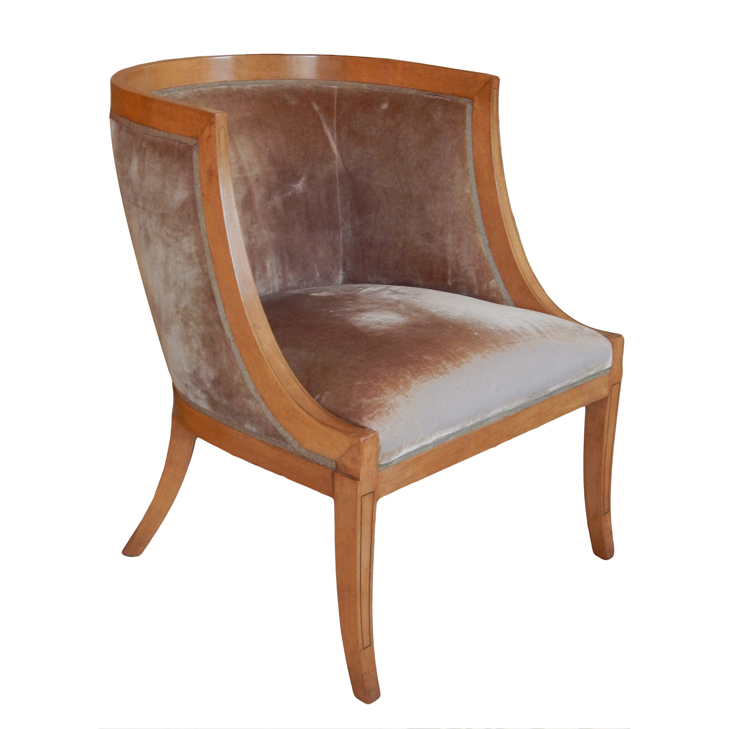 Brass Inlaid Barrel Back Chair