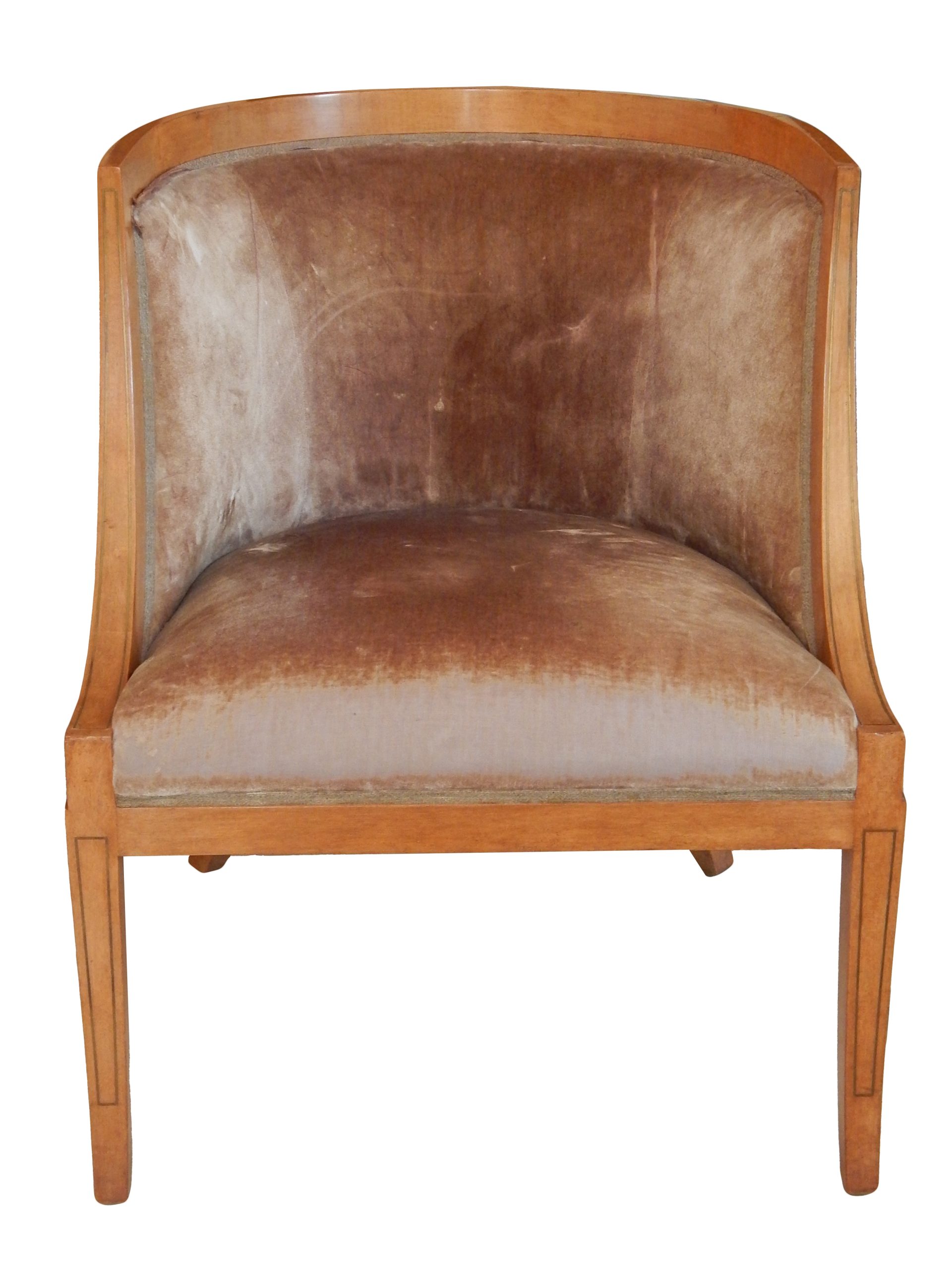 Brass Inlaid Barrel Back Chair - Image 3