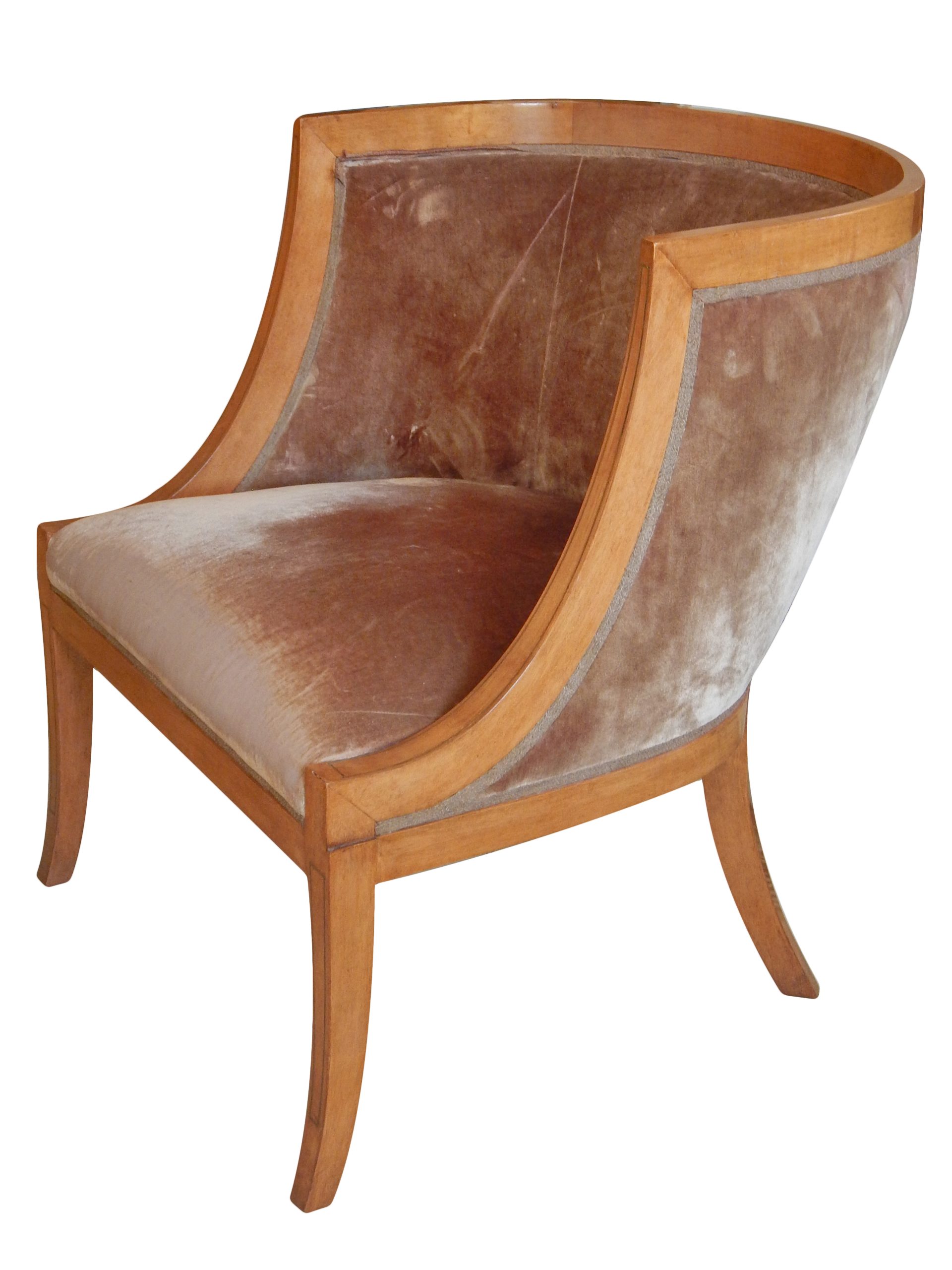 Brass Inlaid Barrel Back Chair - Image 6