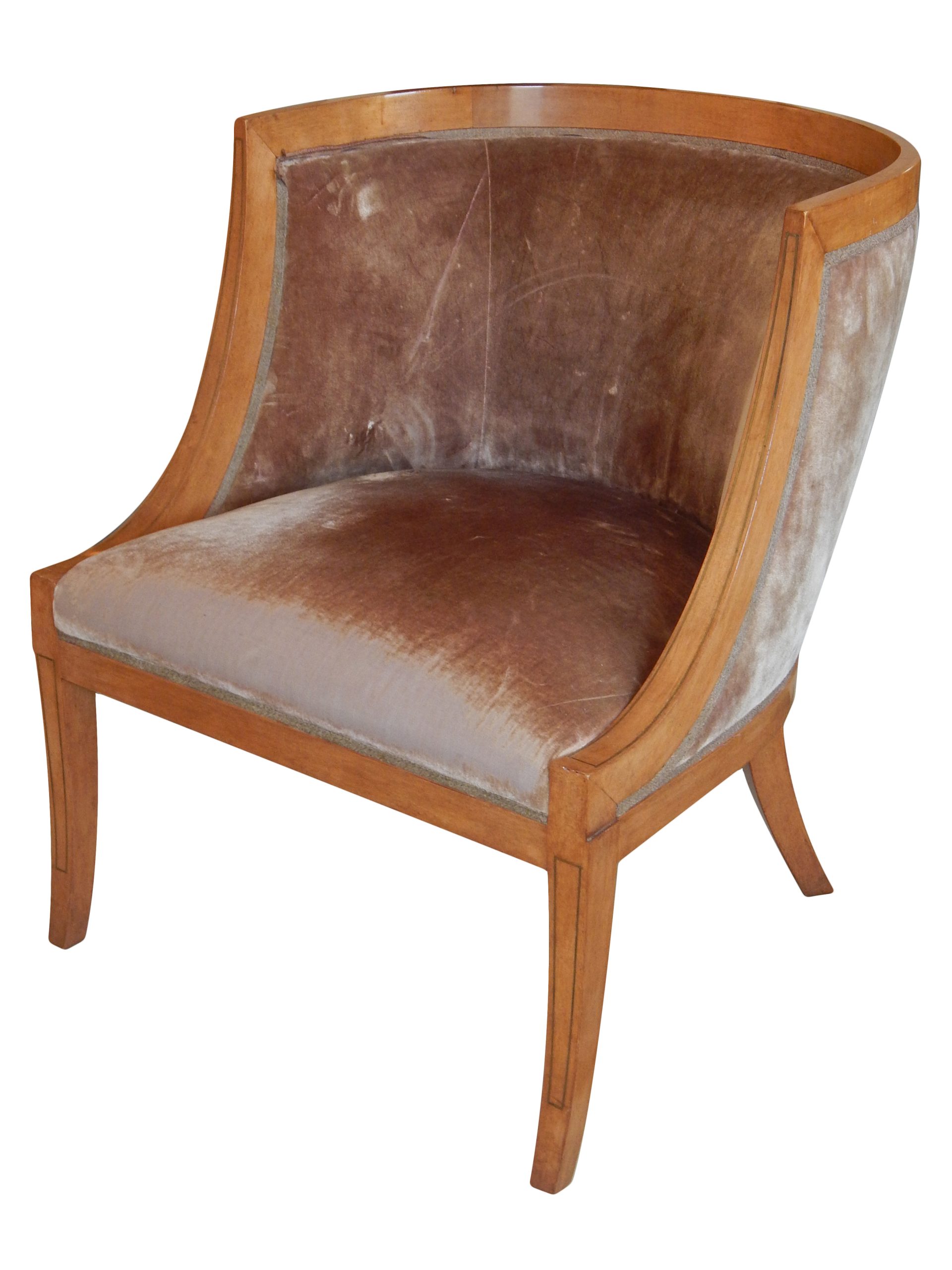Brass Inlaid Barrel Back Chair - Image 7